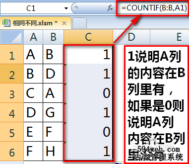 excel怎么比较两组或两列数据的相同项和不同项
