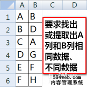 excel怎么比较两组或两列数据的相同项和不同项
